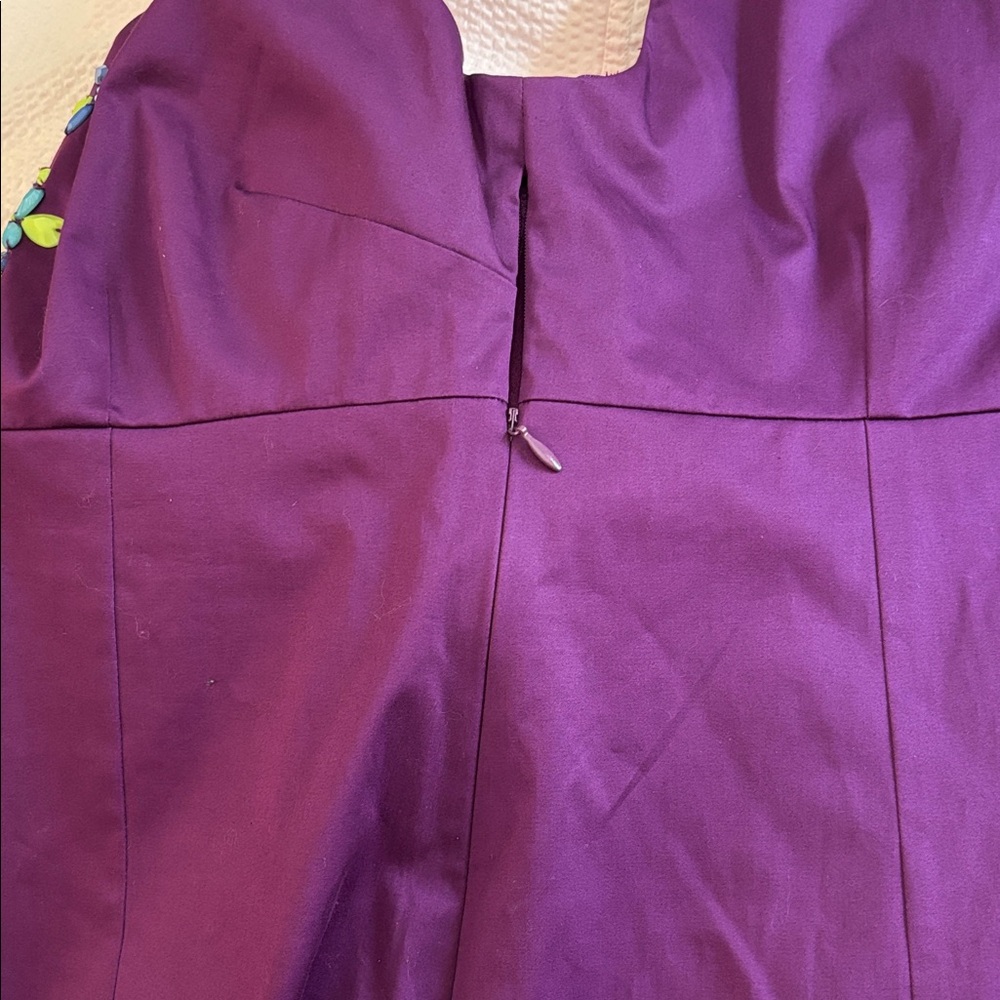 Boden embellished hand beaded sleeveless V-neck dress purple empire waist size 8 - Picture 6 of 6